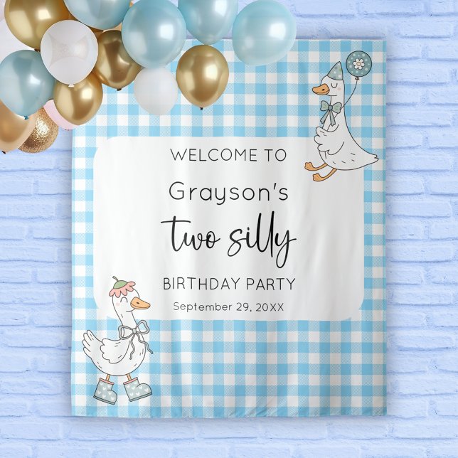 Two Silly Goose Blue 2nd Birthday Welcome Backdrop (Creator Uploaded)