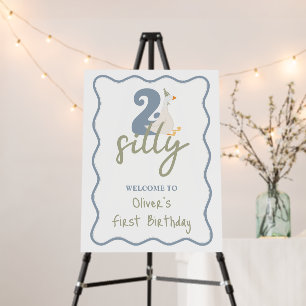 Two Silly Goose blue and green 2nd Birthday Foam Board