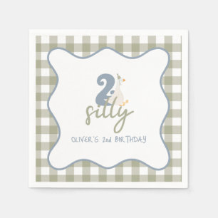 Two Silly Goose blue and green 2nd Birthday Napkins