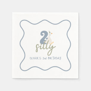 Two Silly Goose blue and green 2nd Birthday Napkins