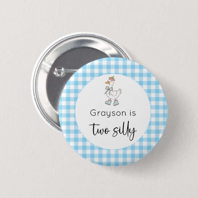 Two Silly Goose Blue Birthday Button (Front & Back)
