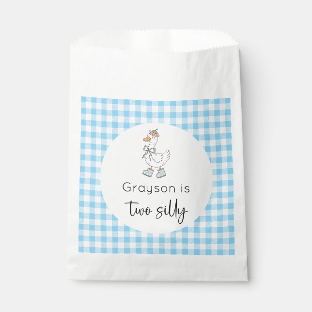 Two Silly Goose Blue Birthday Favor Bag (Front)