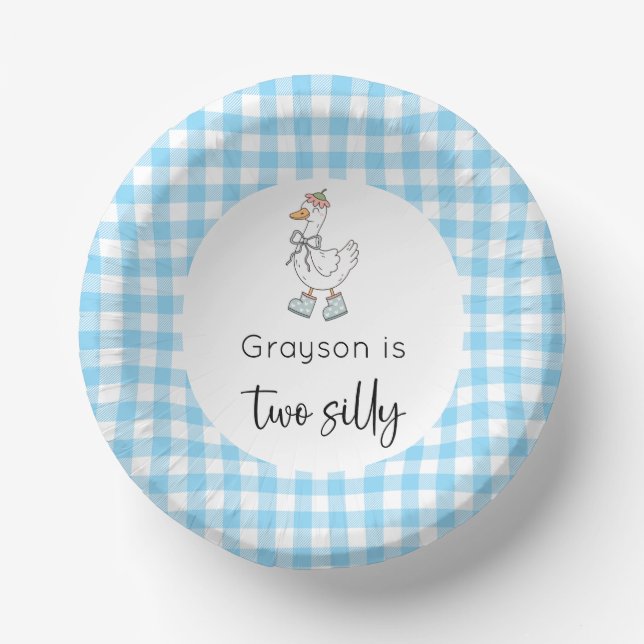 Two Silly Goose Blue Birthday Paper Bowls (Front)