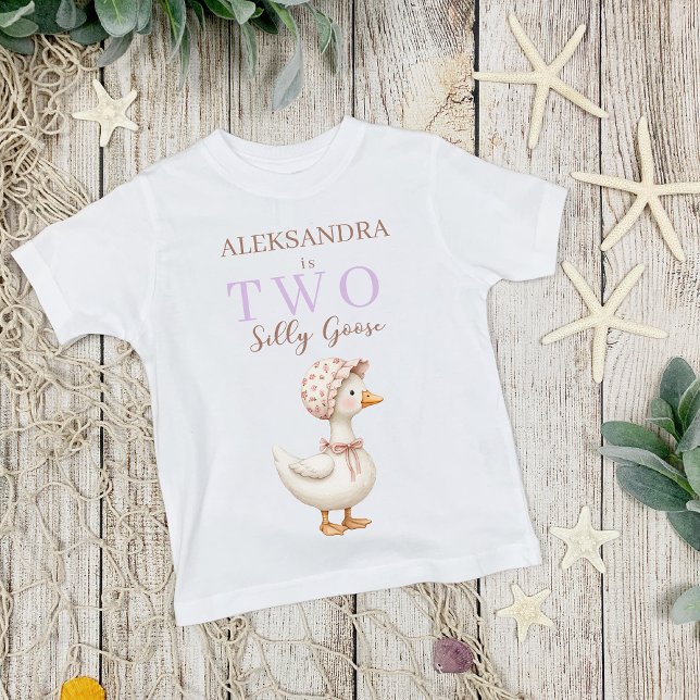 Two Silly Goose Cute Girl 2nd Birthday Outfit Baby T-Shirt (Creator Uploaded)
