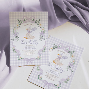 Two Silly Goose Lavender Bow Girl 2nd Birthday Invitation