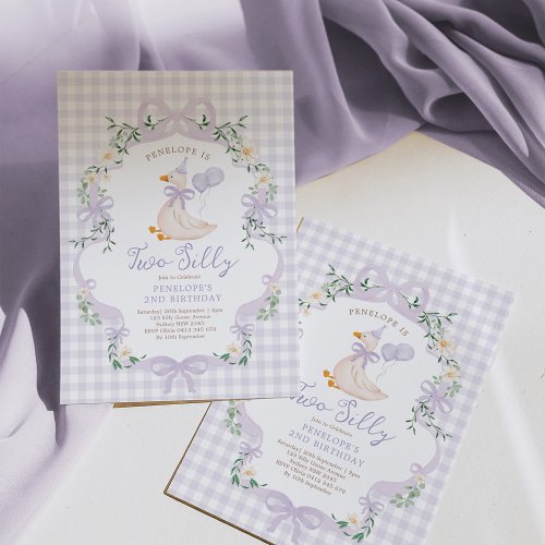 Two Silly Goose Lavender Bow Girl 2nd Birthday