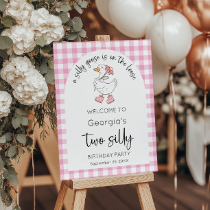 Two Silly Goose Pink 2nd Birthday Welcome Sign