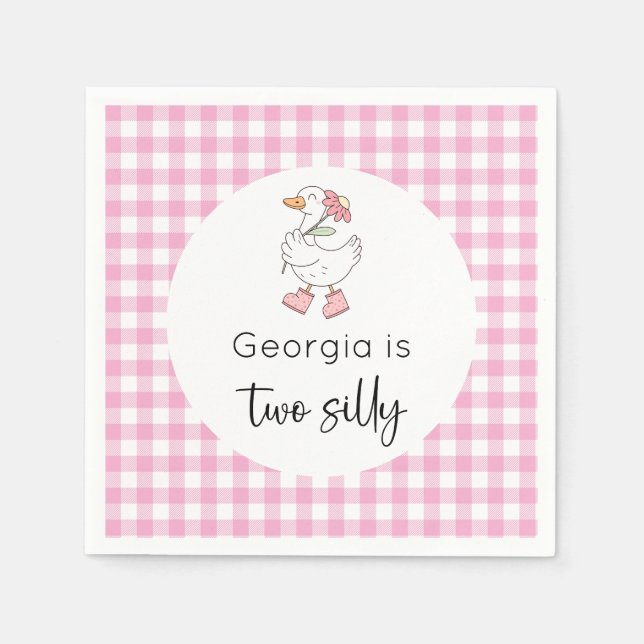 Two Silly Goose Pink Birthday Napkins (Front)