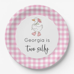 Two Silly Goose Pink Birthday Paper Plates
