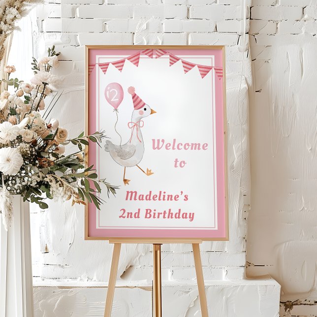 Two Silly Goose Pink Girl 2nd Birthday Welcome Foam Board (Creator Uploaded)