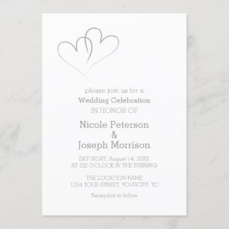 Two Silver Hearts intertwined Invitation