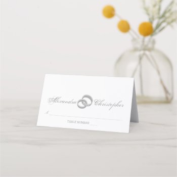 Two Silver Rings Intertwined Place Card by Frankipeti at Zazzle