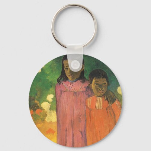 Two Sisters by Paul Gauguin Vintage Fine Art Keychain