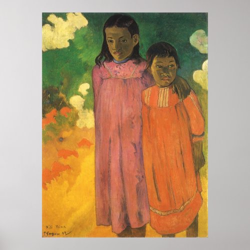 Two Sisters by Paul Gauguin Vintage Fine Art Poster