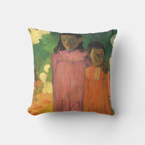 Two Sisters by Paul Gauguin Vintage Fine Art Throw Pillow