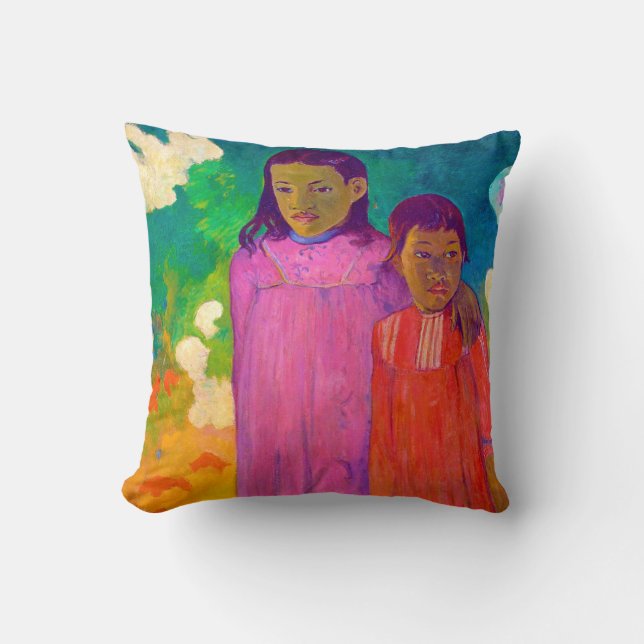 Two Sisters, Gauguin Throw Pillow (Front)