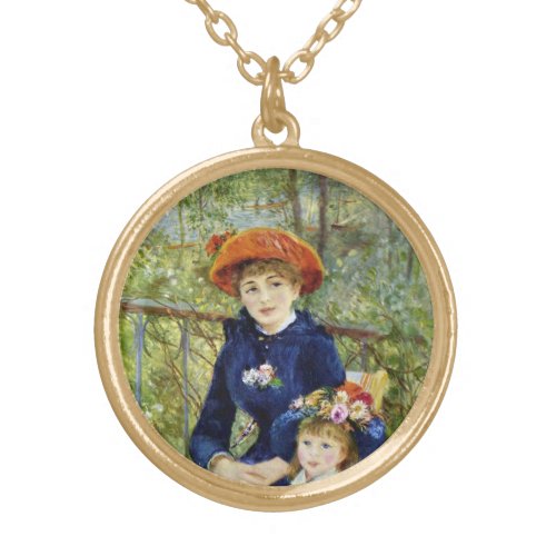 Two Sisters On the Terrace By Pierre Renoir Gold Plated Necklace