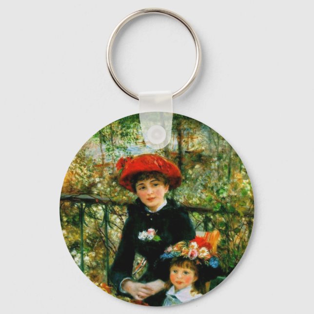 Two Sisters (On the Terrace) by Pierre Renoir Keychain (Front)