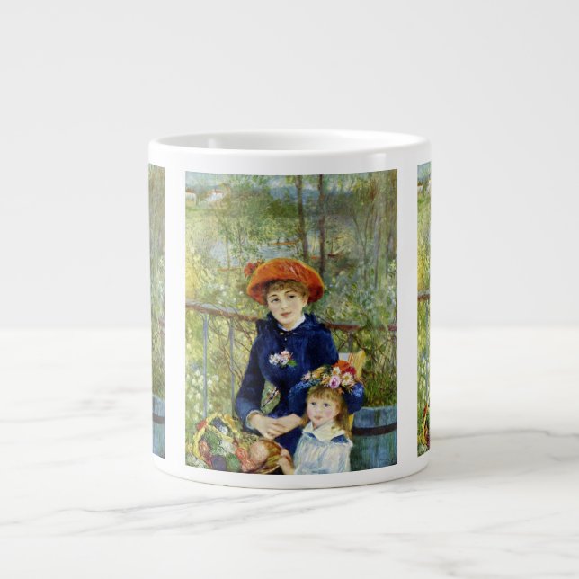 Two Sisters (On the Terrace) By Pierre Renoir Large Coffee Mug (Front)