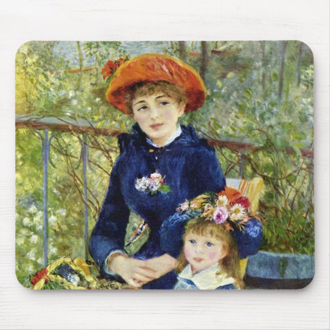 Two Sisters (On the Terrace) By Pierre Renoir Mouse Pad (Front)