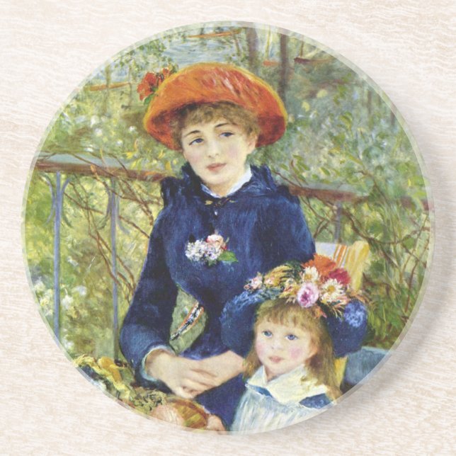 Two Sisters (On the Terrace) By Pierre Renoir Sandstone Coaster (Front)