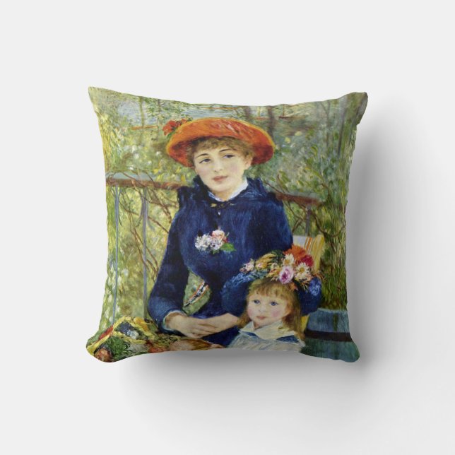 Two Sisters (On the Terrace) By Pierre Renoir Throw Pillow (Front)