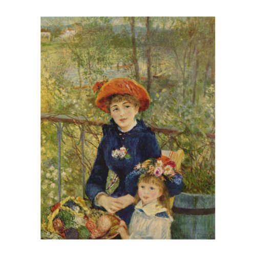 Two Sisters On the Terrace By Pierre Renoir Wood Wall Decor