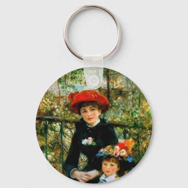 Two Sisters On the Terrace by Renoir Keychain (Front)