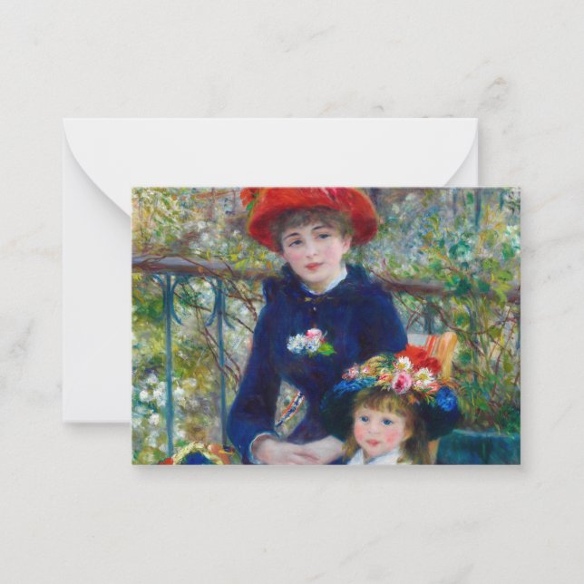 Two Sisters, On the Terrace by Renoir Note Card (Front)