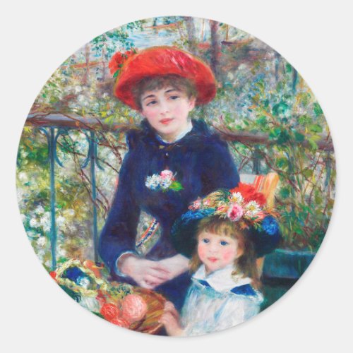 Two Sisters On the Terrace Pierre Auguste Renoir Classic Round Sticker