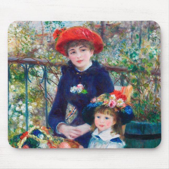Two Sisters - Renoir Impressionist Painting 1881 Mouse Pad (Front)