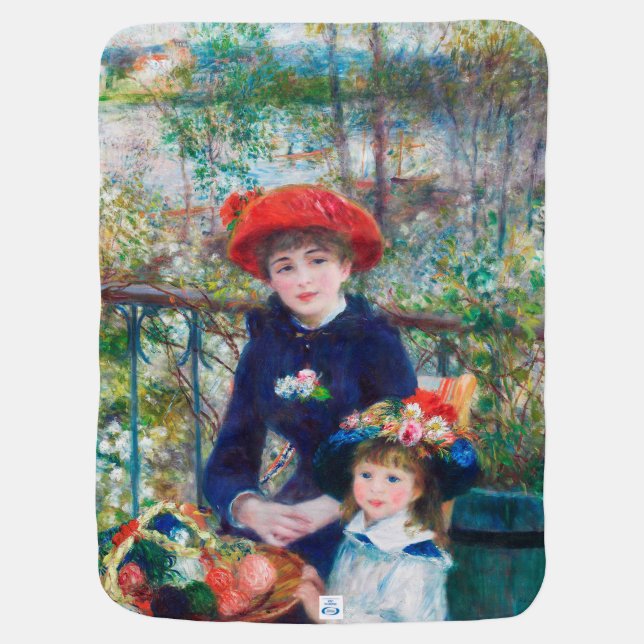 Two Sisters - Renoir Impressionist Painting Baby Blanket (Back)
