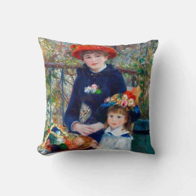 Two Sisters, Renoir Throw Pillow (Front)