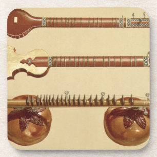 Two sitars and a rudra vina, Indian, from 'Musical Beverage Coaster