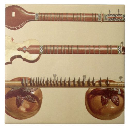 Two sitars and a rudra vina Indian from Musical Tile