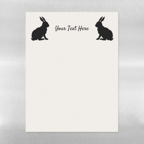 Two Sitting Rabbits in Black silhouette on white Magnetic Dry Erase Sheet