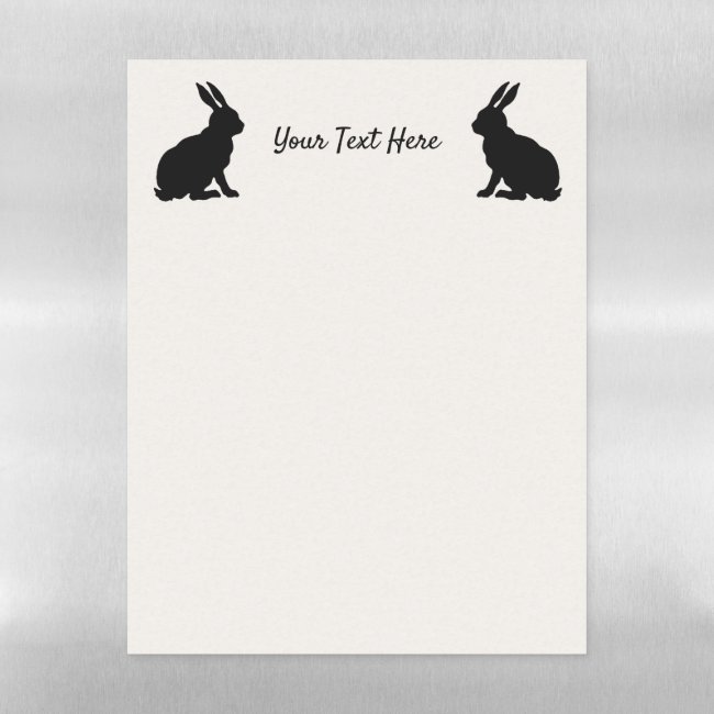 Two Sitting Rabbits in Black silhouette on white