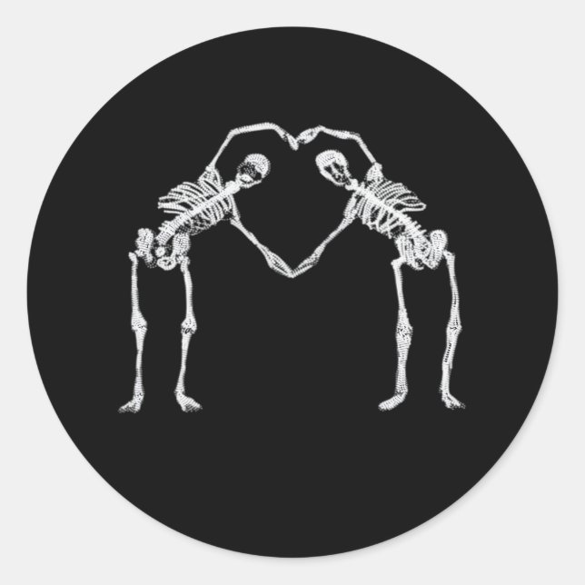 Two Skeleton Hearts Hands Classic Classic Round Sticker (Front)