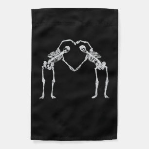 Two Skeleton Hearts Hands Classic Look Garden Flag