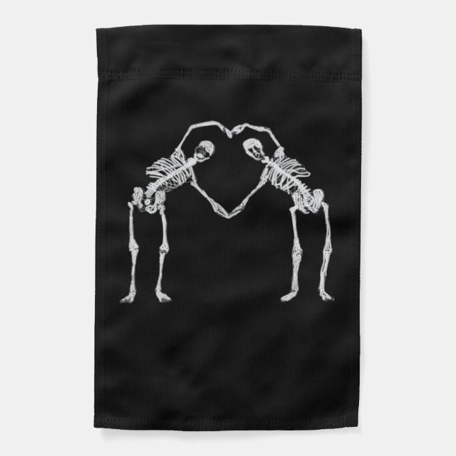 Two Skeleton Hearts Hands Classic Look Garden Flag (Front)