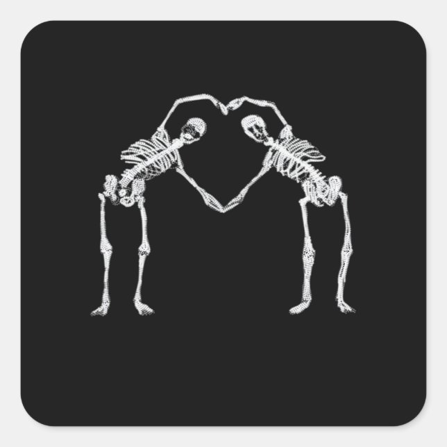 Two Skeleton Hearts Hands Classic Look Square Sticker (Front)
