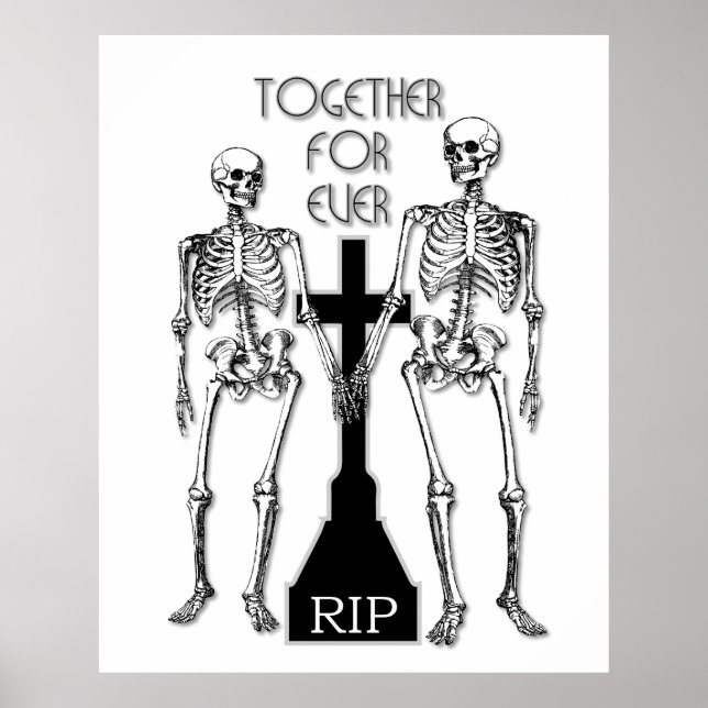 Two skeletons in love poster (Front)