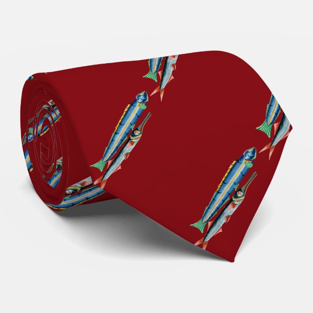 Two Skinny Fish Red Neck Tie (Rolled)