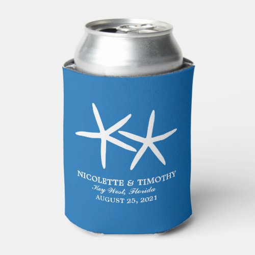 Two Skinny Starfish  Royal Blue Wedding Can Cooler
