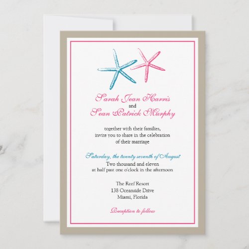 Two Skinny Starfish Wedding Invitation