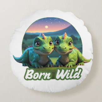 Two small diners - Born Wild Round Pillow