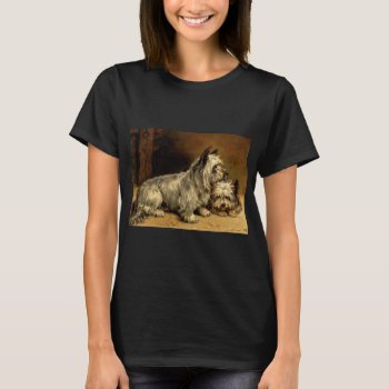 Two Small Terriers Dogs Shirt Antique Painting by EDDESIGNS at Zazzle