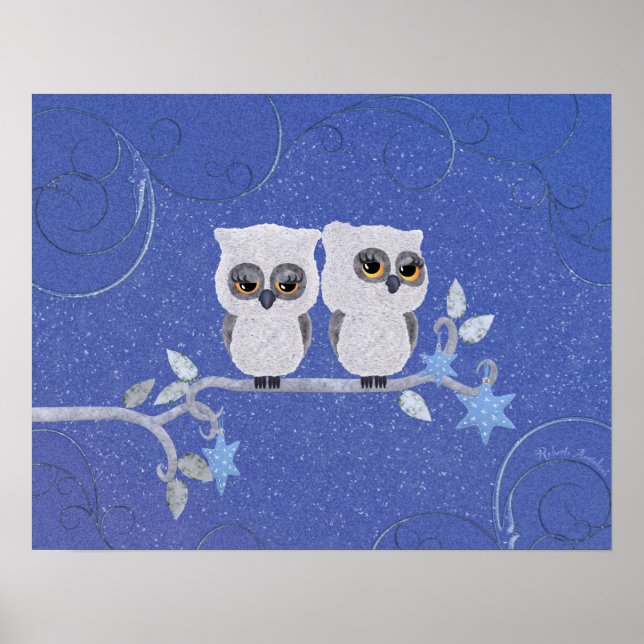 Two small white owls poster (Front)