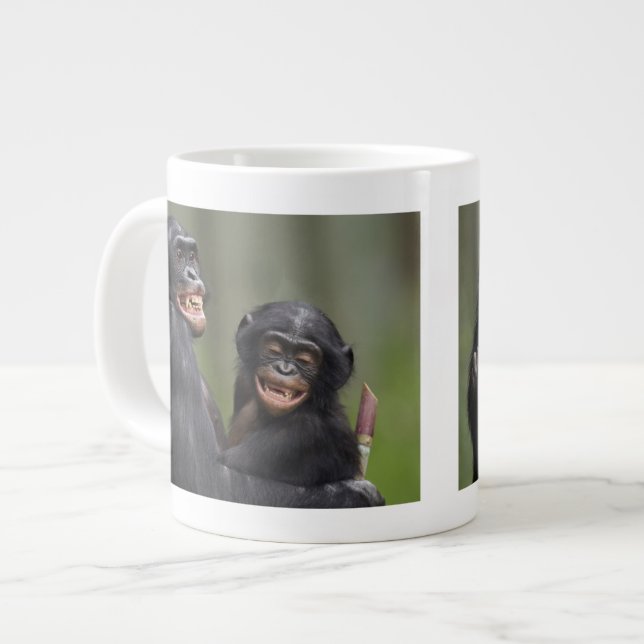 Two Smiling Bonobos Large Coffee Mug (Front Left)