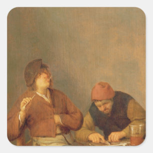 Two Smokers in an Interior, 1643 Square Sticker